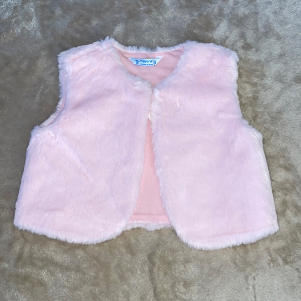 Mayoral Faux Fur Pink Vest